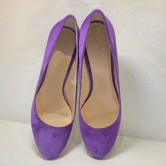 Cole Haan Purple Seude Wedges NEW - Picture 2 of 7